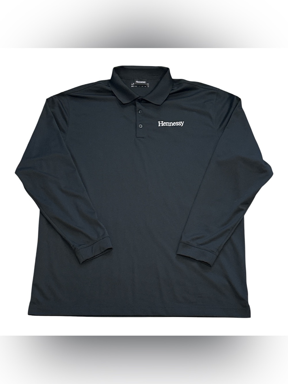 Nike Golf x Hennessy Cognac Whiskey Black Dri Fit Long Sleeve Polo Shirt Men 2XL